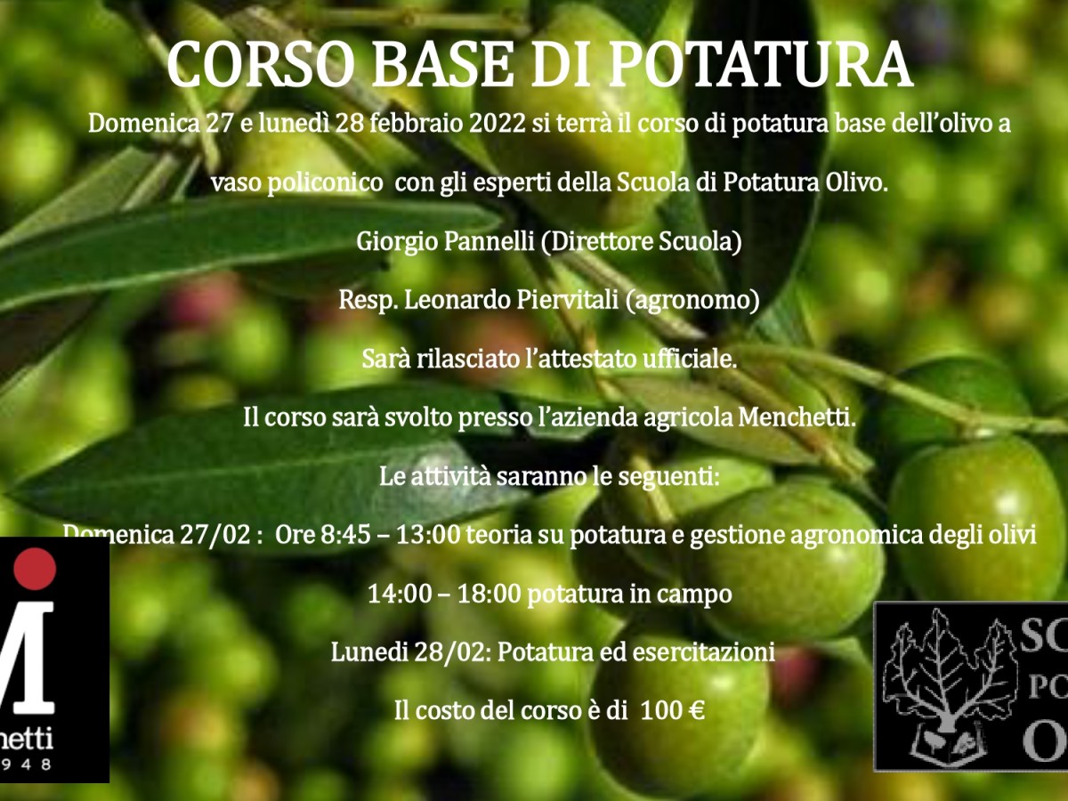 Si aprono le iscrizioni al corso di potatura&nbsp;olivo!